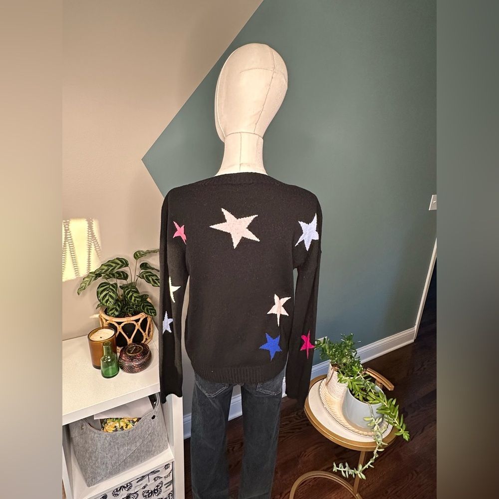 Rails Presley Star Print Sweater Black Cosmo wWool Cashmere Knit Pullover Y2K XS - Picture 5 of 12